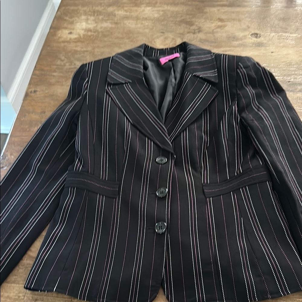 Women's Black Pinstripe Blazer